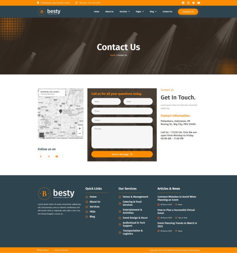 Besty Event Planner & Organizer Elementor Template Kit by Rometheme